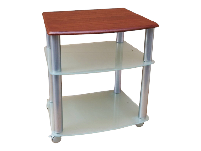 Τραπεζάκι τηλεόρασης σε καρυδί χρώμα 62x38x70cm, μέταλλο και γυαλί - Image 3