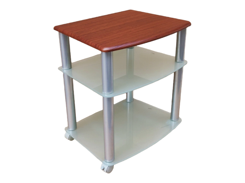 Τραπεζάκι τηλεόρασης σε καρυδί χρώμα 62x38x70cm, μέταλλο και γυαλί - Image 2