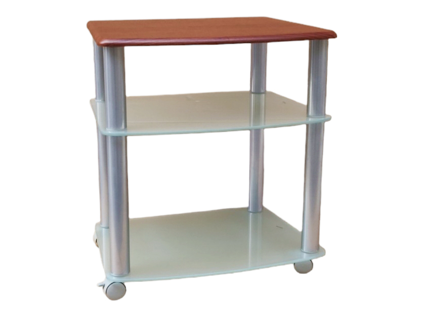 Τραπεζάκι τηλεόρασης σε καρυδί χρώμα 62x38x70cm, μέταλλο και γυαλί - Image 4